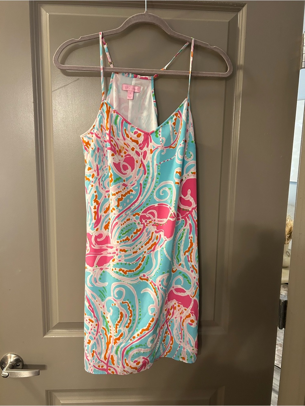 Lilly Pulitzer Pastel Pink, Turquoise & White Printed Slip Dress